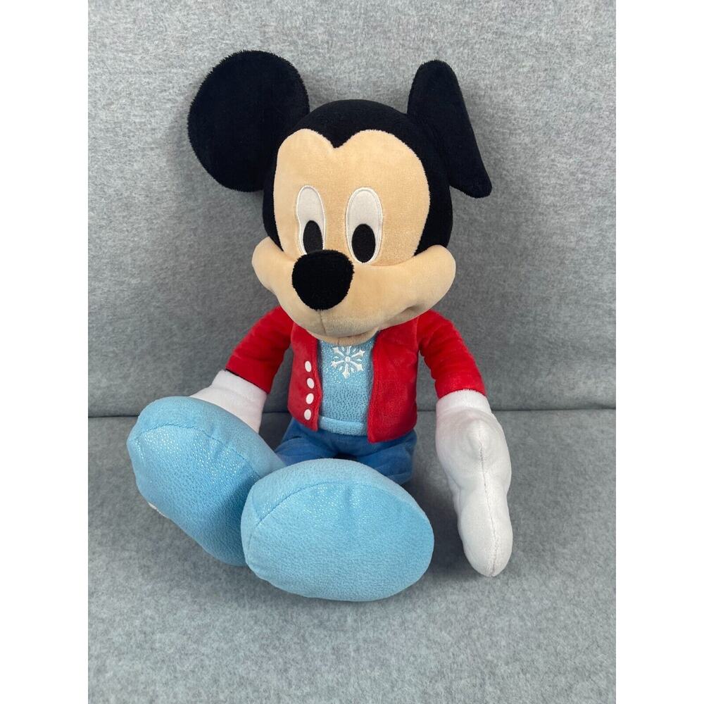 Disney Mickey Mouse Snowflake Plush 21" Red Blue Winter Holiday 2017